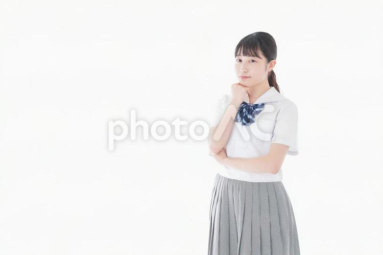 制服姿の女子学生ポートレート 微笑み,ポートレート,新入生の写真素材