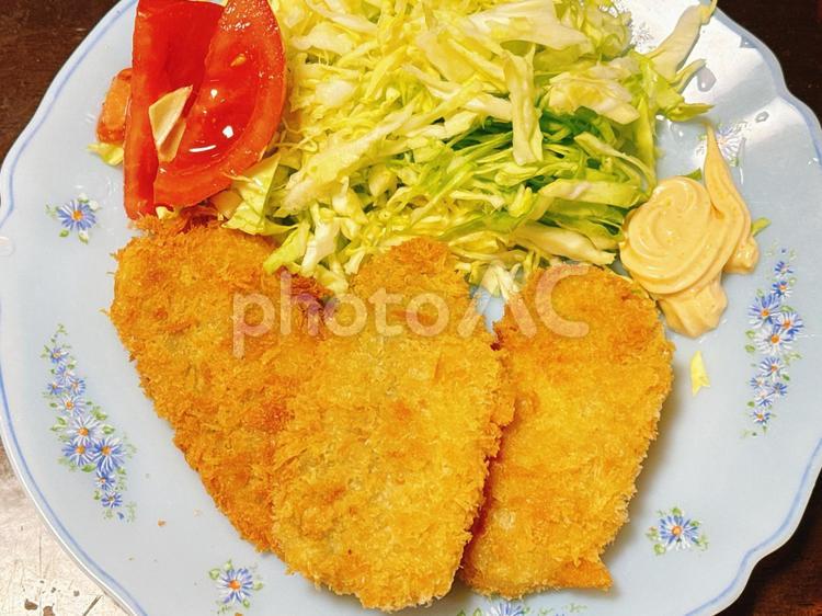 アジフライと野菜 フライ,揚げ物,美味しいの写真素材