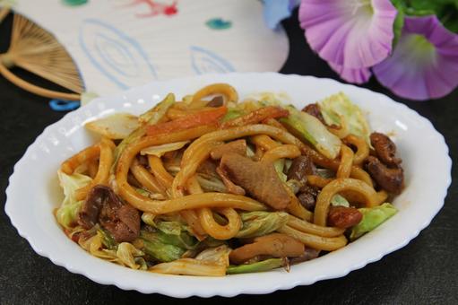 焼きうどん 焼きうどん 焼きうどん,うどん,ホルモン焼きうどんの写真素材