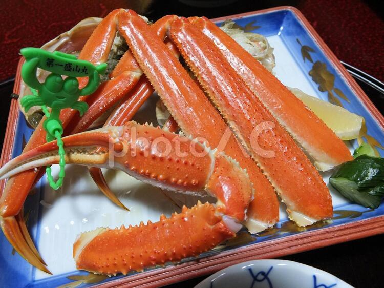 湯で蟹（タグ付き） 12月,カニ,カニミソの写真素材