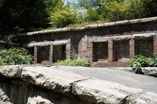 広島 大久野島 砲台跡2 北部砲台跡,砲台跡,廃墟の写真素材