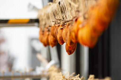 干し柿⑴ 干し柿,カキ,軒先の写真素材