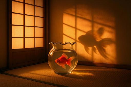 夕映えの金魚鉢 夕映えの金魚鉢の写真