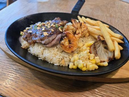 ランチ　BBQステーキ ランチ,食事,グルメの写真素材