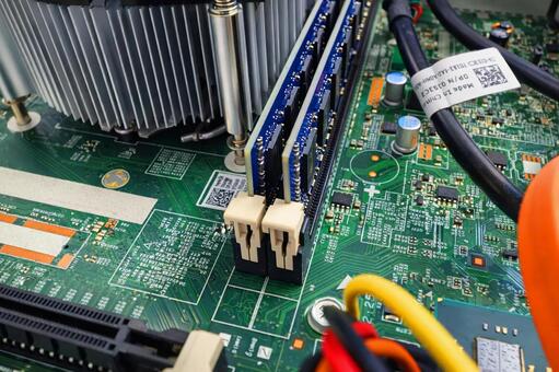 パソコンのマザーボードとメモリスロット 精密機器,電子回路,自作pcの写真素材