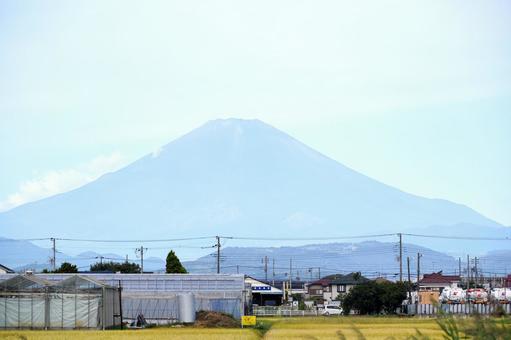 富士山と田園地帯の風景 富士山,山,田んぼの写真素材