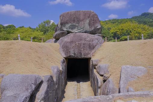 奈良県明日香村にある、石舞台古墳 奈良県明日香村にある、石舞台古墳 石舞台古墳,古墳,横穴式石室の写真素材