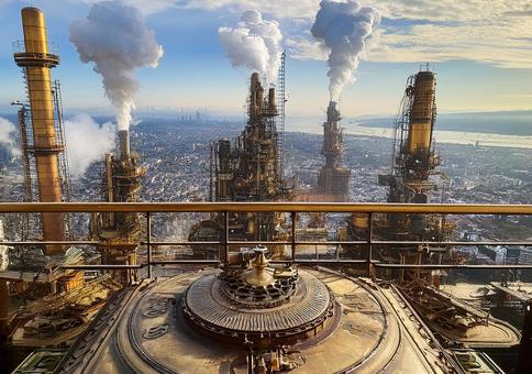 蒸気立ちのぼる工業都市 蒸気立ちのぼる工業都市の写真