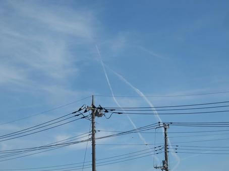 飛行機雲 飛行機雲の写真
