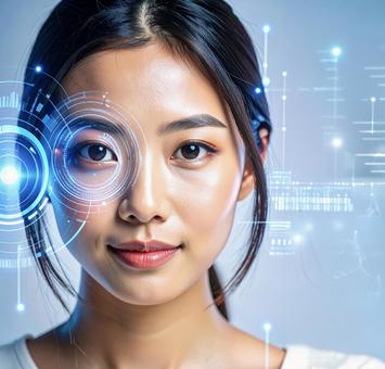 UI ユーザーインターフェース 若い女性 UI ユーザーインターフェース 若い女性の写真