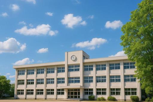 青空と校舎の風景 青空と校舎の風景の写真