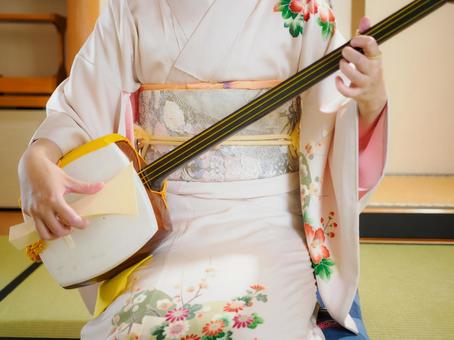 33:和服で三味線を演奏する女性 33:和服で三味線を演奏する女性 三味線,着物,伝統芸能の写真素材