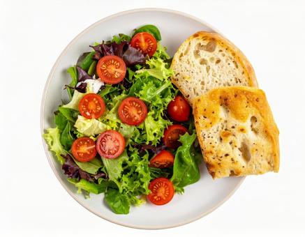 フォカッチャとミニサイドサラダの写真