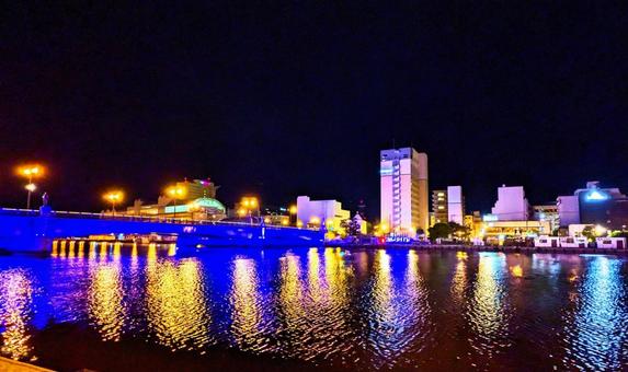 北海道夜景 ナイトスポット 北海道夜景 ナイトスポット 幣舞橋,釧路川河口,ナイトスポットの写真素材