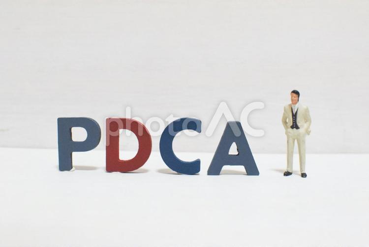 PDCAの文字とビジネスマン① pdca,ビジネス,用語の写真素材