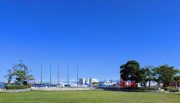 爽快な港の風景 今治港,風景,景色の写真素材