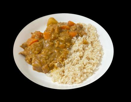 カレーライス カレーライス カレーライス,カレー,玄米の写真素材