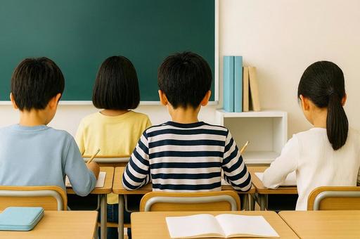 学習塾で学ぶ小学生・授業風景・勉強・教育の写真