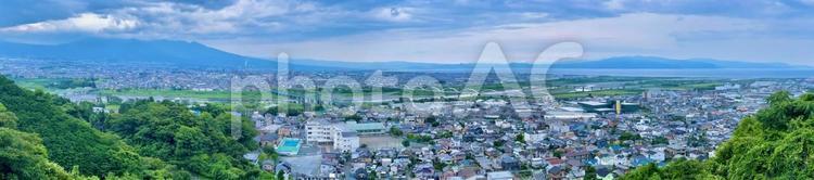 野田山から眺める静岡県富士市の市街地 富士市,静岡県,市街地の写真素材