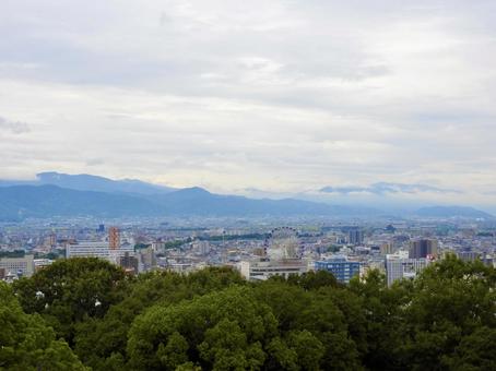城山から見下ろす松山市都心部 松山市,松山銀天街,松山中央商店街の写真素材