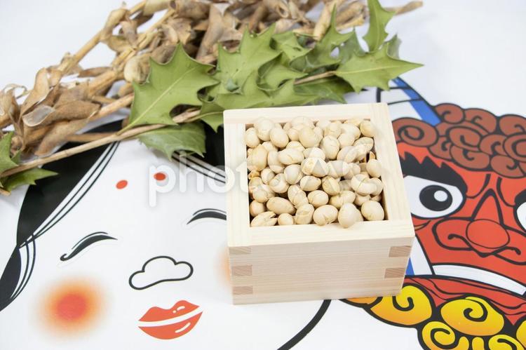 節分のイメージ 節分,大豆,福豆の写真素材
