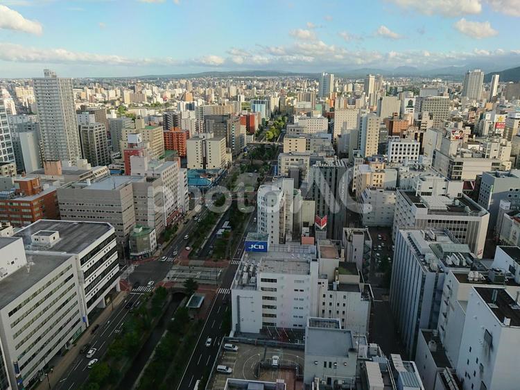 テレビ塔からの札幌の町 テレビ塔,札幌,街並みの写真素材