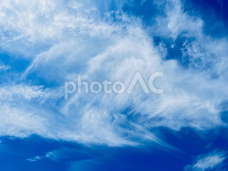 鮮やかな青空と白い雲の風景 青空,雲,白の写真素材