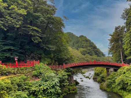日光東照宮 日光東照宮 神橋,日光の社寺,吊り橋の写真素材