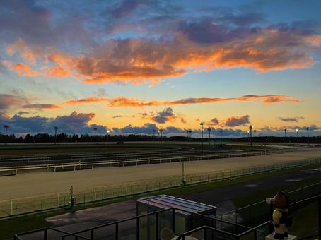 Photo, sunset, setting sun, large sky, 