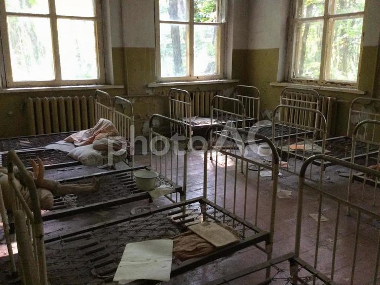 チェルノブイリの村の幼稚園 チェルノブイリ,廃墟,廃幼稚園の写真素材