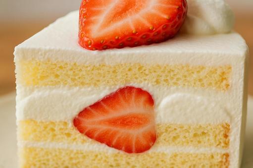 ショートケーキ断面超接写 ショートケーキ断面超接写の写真