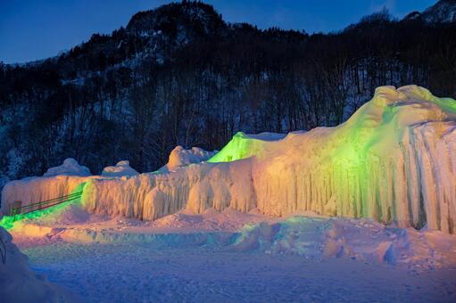 氷の芸術がついた氷 層雲峡氷瀑まつり,層雲峡,北海道の写真素材