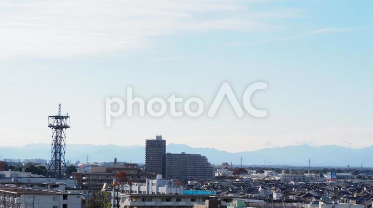 東久留米市の中心市街地の屋上からの眺め・東久留米市・東京都 屋上,眺め,展望の写真素材