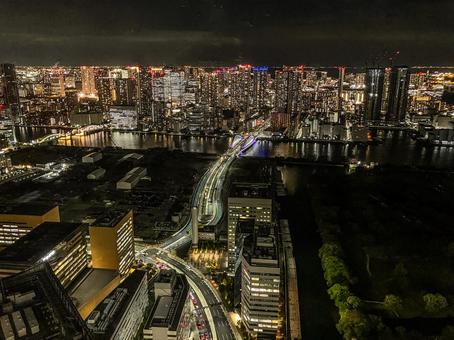 【東京都】カレッタ汐留からの夜景 カレッタ汐留,夜景,夜の写真素材