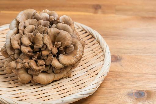 竹ざるに盛られた舞茸 竹ざるに盛られた舞茸 舞茸,きのこ,原木の写真素材