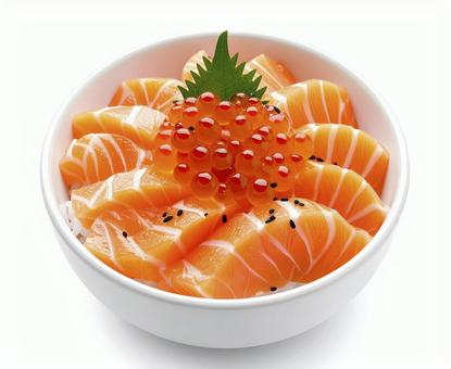 サーモンとイクラの丼 AI生成画像 サーモンとイクラの丼 AI生成画像の写真