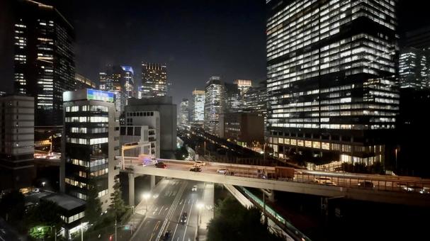 大手町眺望 夜 大手町眺望 夜 東京駅,山手線,中央線の写真素材