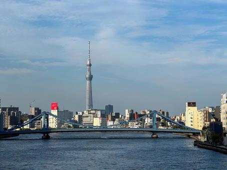 隅田川大橋から見たスカイツリー 隅田川大橋から見たスカイツリーの写真