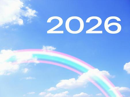 年賀状・年号：2026右[空]01 年賀状,年賀,2026の写真素材