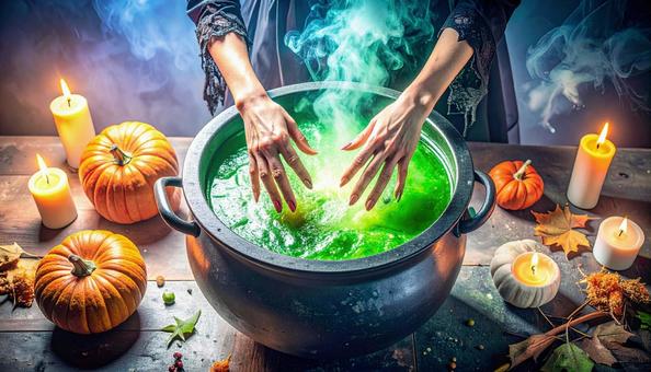 ハロウィン魔女の大釜 ハロウィン魔女の大釜の写真
