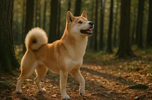 しば犬百景〜雑木林で小さな秋の写真