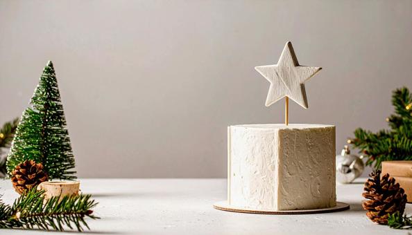 星のクッキーとケーキ 星のクッキーとケーキの写真