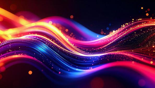 未来的なネオンの電波（黒背景）の写真