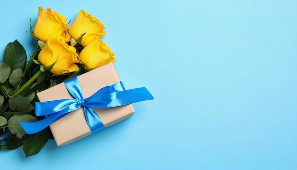 父の日 青色バックに ギフト 薔薇 父の日 青色バックに ギフト 薔薇の写真