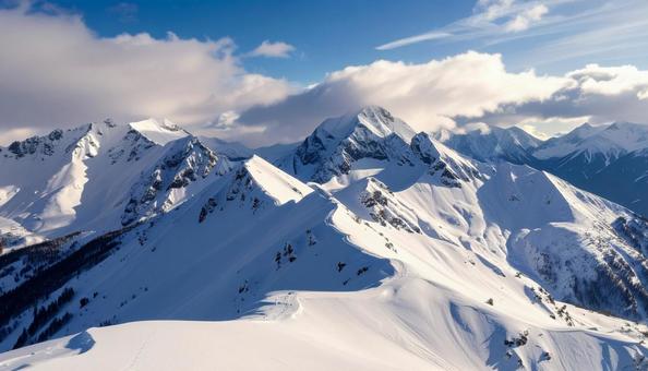 冬の雪山 青空 冬の雪山 青空の写真