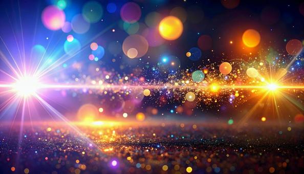 レンズフレアと煌めく光の軌跡の写真