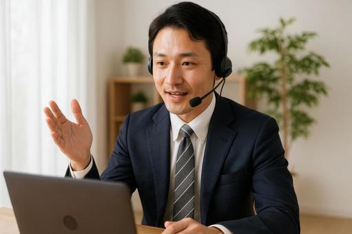会議で発表する男性社員 会議で発表する男性社員の写真