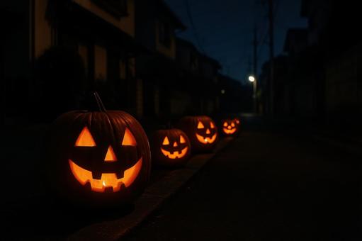 ハロウィンの夜の灯りの写真