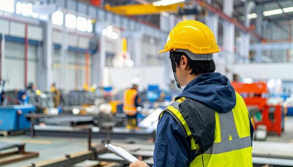 製造業イメージ チェックする作業服の男性 製造業イメージ チェックする作業服の男性の写真