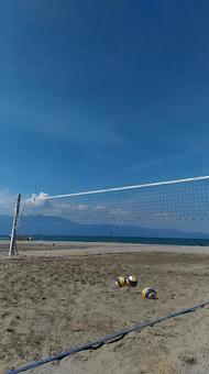 ビーチバレーコートのある砂浜 ビーチバレーコートのある砂浜 海,砂浜,ビーチバレーの写真素材